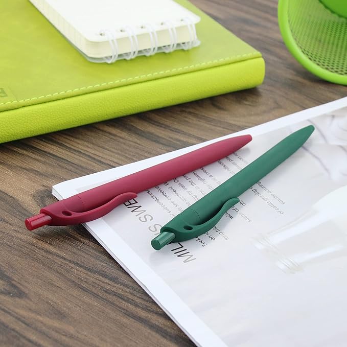 Deegtran 100 Pack No Bleed Red Barrel Click Pens, Wholesale Retractable Ballpoint Pens, Medium Point, Smooth Ink, 1.0MM Black Ink