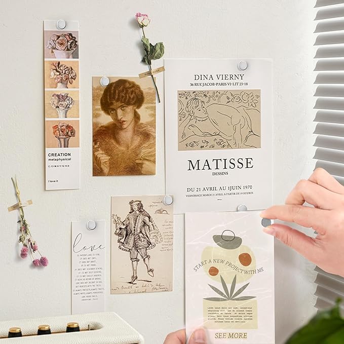 36 Pack Magnetic Pushpins, Silver Magnet Thumb Tacks, Metal Magnet Tacks, Decorative Pushpin Clip, Push Pins for Bulletin Board, Cork Board, Wall, Photo