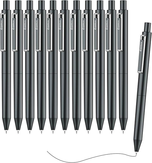 Comix Gel pens,10 Pack,Dual Ball Nib,Fine Point 0.5 mm,Black Quick Dry Ink, Low Center of Gravity Counterweight Signing Pen,Ideal for Smooth Writing