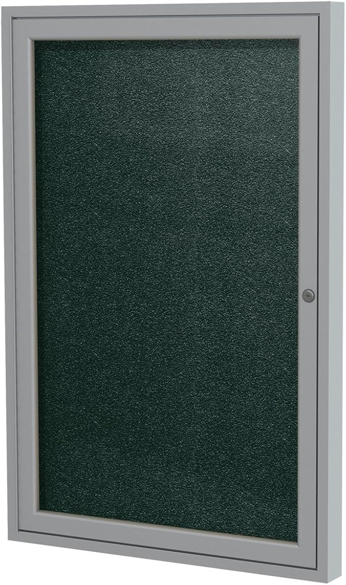 Ghent 36"x36" 1-Door Outdoor Enclosed Vinyl Bulletin Board, Shatter Resistant, with Lock, Satin Aluminum Frame - Ebony (PA13636VX-183), Made in the USA