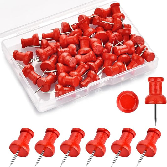 40Pcs Wood Push Pins, Decorative Thumb Tacks, Wooden Pins and Tacks, Cork Board Thumbtacks, Cute Thumbtack for Wall and Bulletin Board, Map Pins