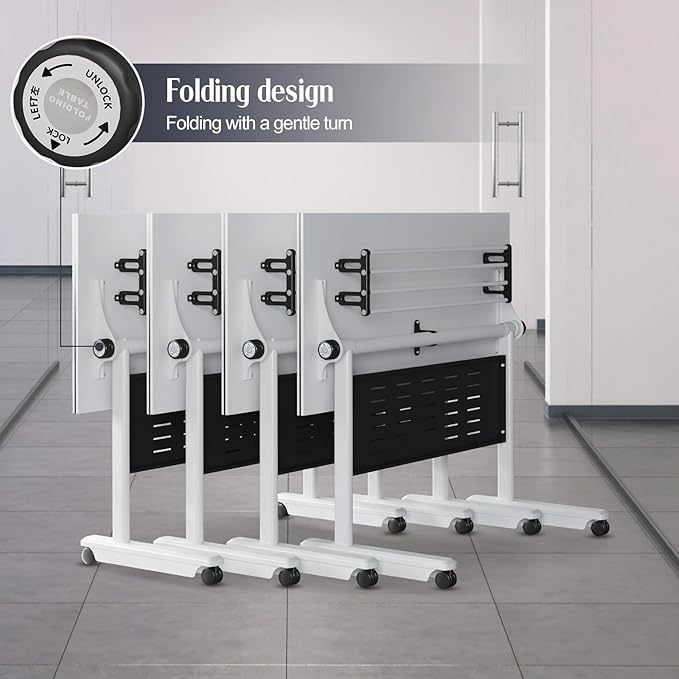 10Pack Conference Room Table, Folding Conference Table for Office Classroom, Mobile Training Tables with Casters Silent Wheels, Large Rectangular Convertible Modular Seminar Tables (L70.9in)