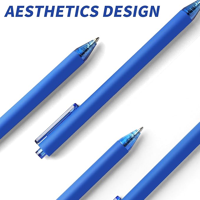 deegtran Pens Bulk, 50 Pack Smooth Blue Ink Ballpoint Pens, Wholesale Retractable Pens, No Bleed Click Pen Medium Point, 1.0MM