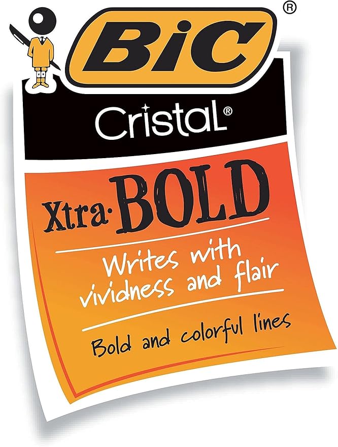 BIC Cristal Xtra Bold Ballpoint Pens, Bold Point (1.6mm) For Vivid And Dramatic Lines, Black Ink, 24-Count Pack, Perfect Ink Pens