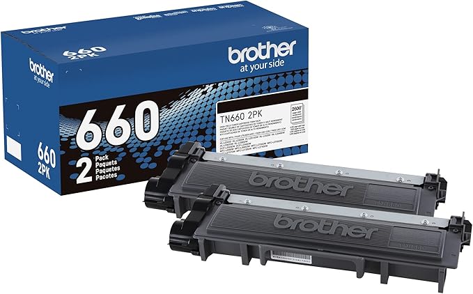 Brother Genuine High-Yield Black Toner Cartridge Twin Pack TN660 2PK (TN6602PK)