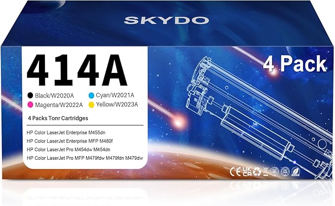 414A Toner Cartridge Compatible Replacement for HP 414A 414X W2020A W2020X Toner Cartridge Work for Color Laser Jet Pro MFP M479fdw M479fdn M454dw M454dn M479 MFP M480f M455dn (4 pack,BK/C/Y/M)