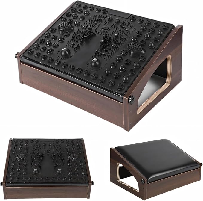 Ergonomic Foot Rest, 4 Adjustable Height Foot Stool,Footrest Under Desk， Flip Over Office Desk Foot Rest, Improving Posture, Promoting Blood Circulation（Espresso）