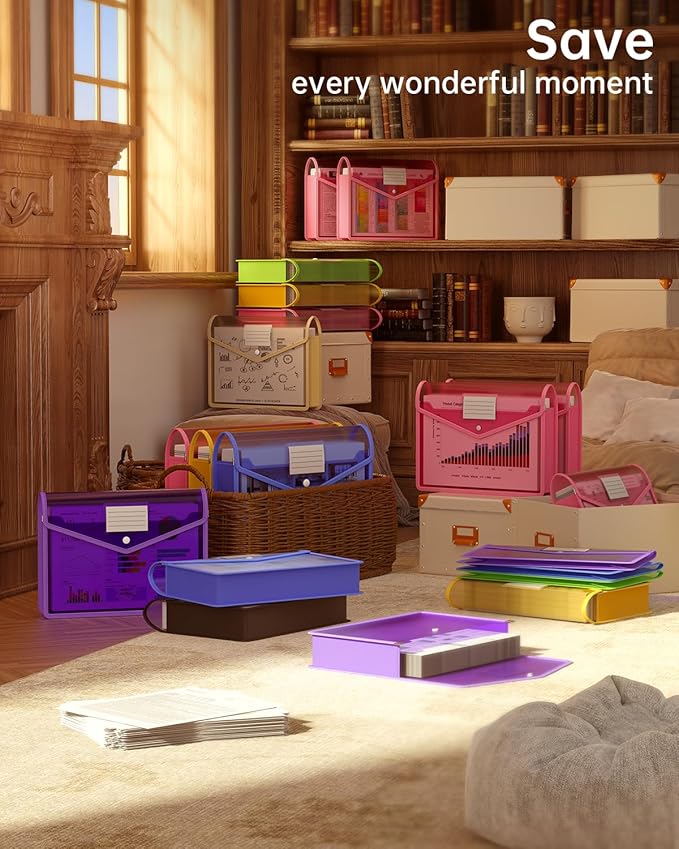 7 Pack B4 Plastic File Folders, Waterproof Transparent Expandable File Folder, Expanding File Folder Plastic File Folders, Portable Large Capacity B4 File Wallet for Office/Business/School