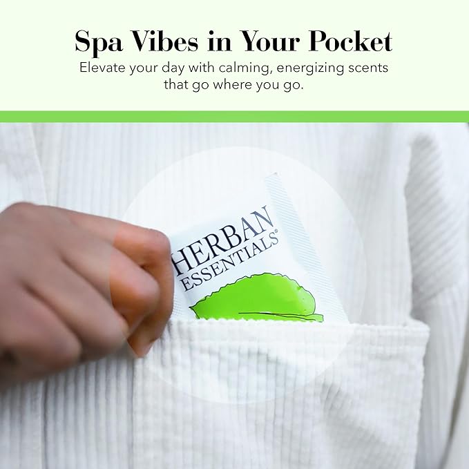 Herban Essentials - Peppermint Wipes & Towelettes - Essential Oil Wipes for Hands & Body - Travel Size Essentials and Toiletries - Natural, Individually Wrapped, Disposable & Moist Refresh (20 count)