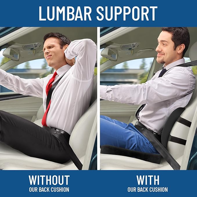 Everlasting Comfort Doctor Recommended Memory Foam Seat Cushion for Office Chairs & Car Seat - Ergonomic Office Desk Accessories for Tailbone Pain Relief, Sciatica & Back Support