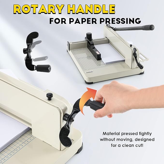 CGOLDENWALL Heavy Duty Paper Cutter A4 12" Paper Guillotine Cutter, Max. 400 Sheets, 0.02mm Cutting Accuracy, Suitable for Offices Production Leather Fabrics