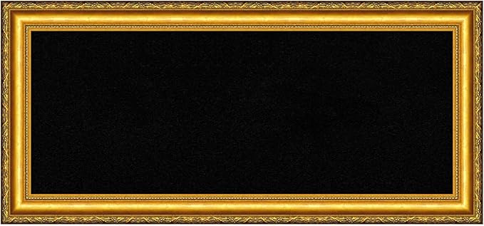 Amanti Art Black Cork Board for Wall, 16x34 Vision Board with Gold Wood Frame, Medium Corkboard Office Decor for Home Organization, Traditional Corkboard Pinboard to display items for home