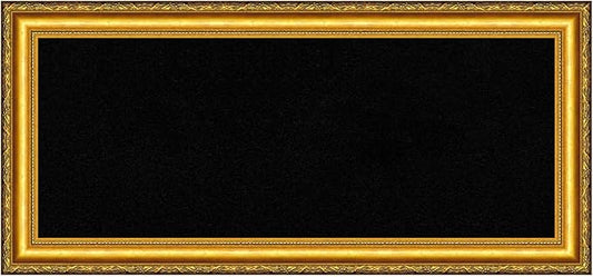 Amanti Art Black Cork Board for Wall, 16x34 Vision Board with Gold Wood Frame, Medium Corkboard Office Decor for Home Organization, Traditional Corkboard Pinboard to display items for home