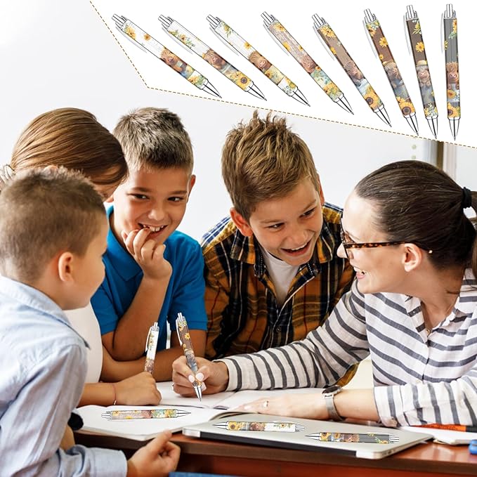 Idealmuzik 8 PCS Cute Highland Cow Print Pens, Cow Lovers Gifts, School Office Supplies, Gifts for Women Girls Teen Christmas New Year