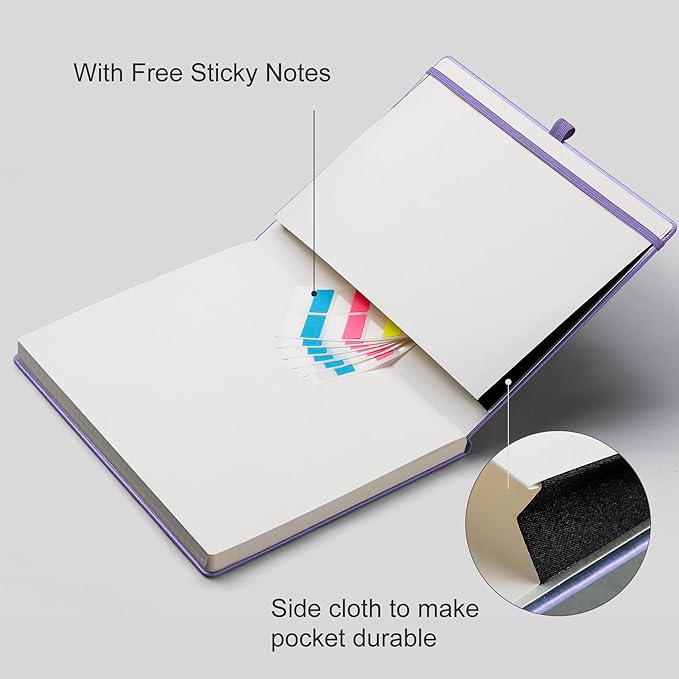 EMSHOI Graph Paper Notebook, 8.5" x 11" Hardcover Leather Journal for Women Men, 192 Pages 100 GSM Grid Paper A4 Large Journals for Writing, Graph Notebook for Work, Graphing, Engineering, Purple