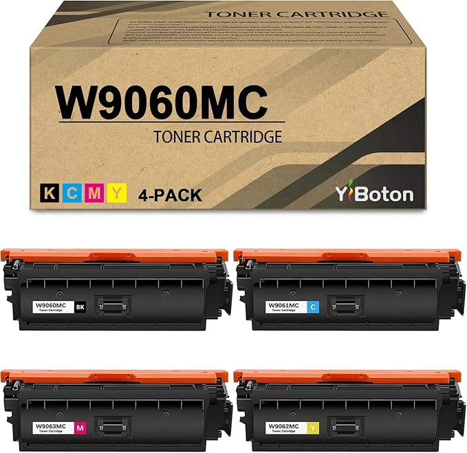 High Yield W9060MC W9061MC W9062MC W9063MC Toner Cartridge Replacement for HP Managed E55040DW E57540dn E57540C Printer(4-Pack Black Cyan Magenta Yellow)