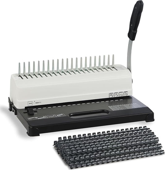 Binditek Binding Machine, 19-Hole, 450 Sheets, Comb Binder Machines with 100 PCS 1/2" Comb Spines, for Letter Size, A5 or Smaller Sizes