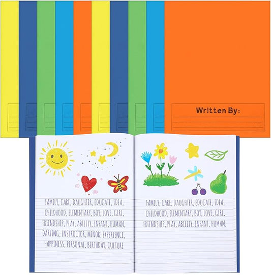 Henoyso 12 Pcs Primary Composition Notebook K-2 9 3/4 x 7 1/2 Inch Primary Journal, Back to School Supplies, Bulk Blank Writing Book for Kid to Write Draw Journal 60 Page Notebooks (Fresh Color)