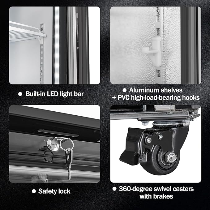 Commercial Merchandiser Display Refrigerator 40 Cu.ft. with 2 Glass Doors ETL Drink Cooler Beverage Fridge for Bars,Restaurants, Convenience Stores, Supermarkets and Offices