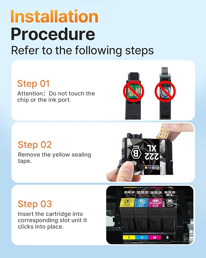 E-Z Ink Remanufactured for Epson 222 222XL Ink Cartridges Combo Pack High Yield Work for Workforce WF-2960, Expression Home XP-5200 Printer (Black, Cyan, Magenta, Yellow)
