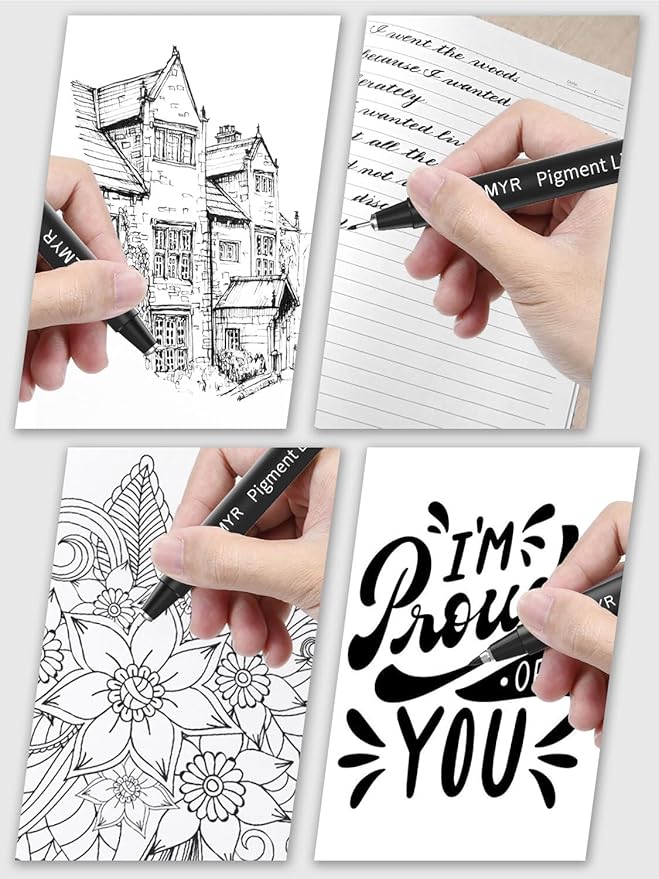 4 Micro Fine liner Drawing Art Pens Calligraphy Pens: XS Size Black Art supplies Waterproof Archival Black Ink Markers For Artists,Use for Professional Watercolor,Sketching