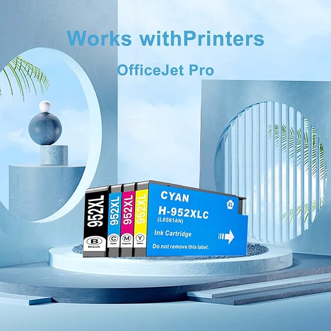 Black High-Yield Ink Cartridge Replacement for HP 952 XL Ink Cartridges Use with Officejet Pro 7740 8210 8710 8720 8740 8715 7720 8725 8730 8216 (4 Packs)
