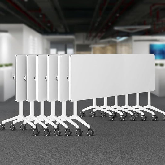 Folding Conference Room Tables 6 Pack, Foldable Modern Mobile Meeting Table Desk Training Table 6FT Large Rolling OfficeTable for Conference Training Classroom (6, 47.2" * 23.6" * 29.5")