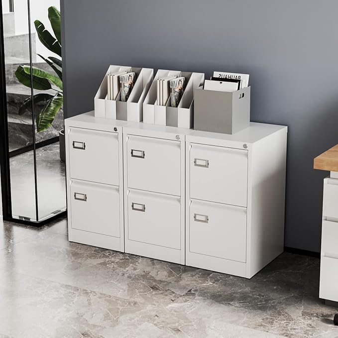 2 Drawers Vertical File Cabinets - 17.8" Deep Lockable Filing Cabinet - Metal Storage Cabinets for Home Office to Hanging Files Letter/Legal/F4/A4 Size