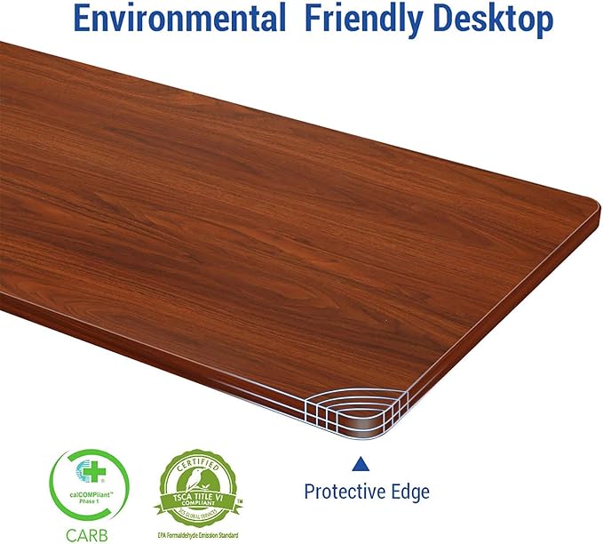 FLEXISPOT EN1 Whole-Piece Standing Desk, 48 x 30 Inches Electric Adjustable Desk for Home Office (Silver Frame + 48 in Mahogany Top, 2 Packages)