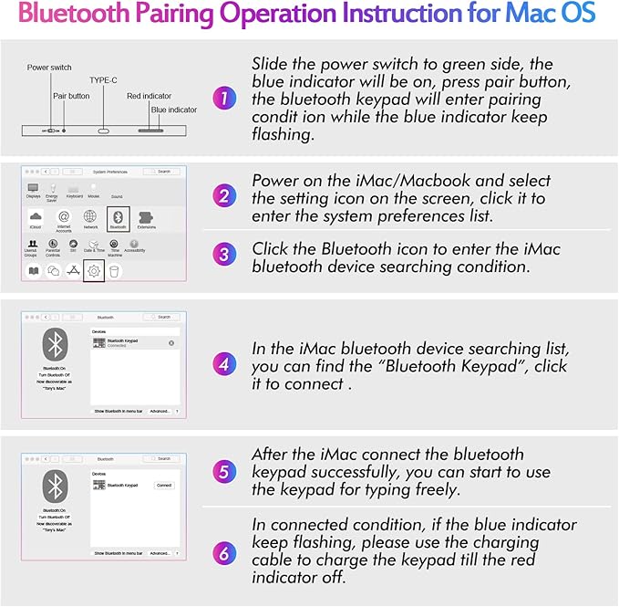 Foloda Bluetooth Number Pad for Laptop, Wireless 10 Keys USB Number Keypad, Rechargeable Numeric Keypad Numpad Extensions Data Entry Keyboard for PC iMac MacBook Notebook