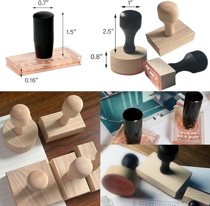 Custom Stamp with Logo Text - Personalized Rubber Stamp with Handle - Address Stamps for Business or Crafting - Square 1"