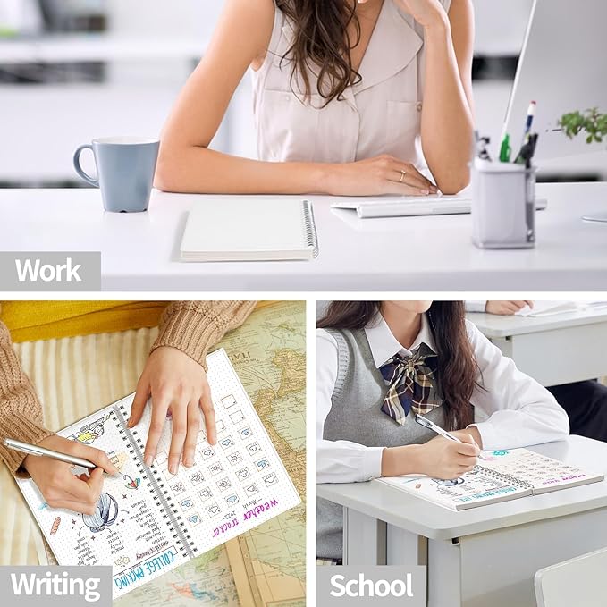 AHGXG Bullet Dotted Journal - Dot Grid Spiral Notebook 8.5" x 11", A4 Large Dotted Notebook, 100 GSM Thick Paper, Waterproof Plastic Cover Journals for Bullet Journaling, Sketching, Transparent