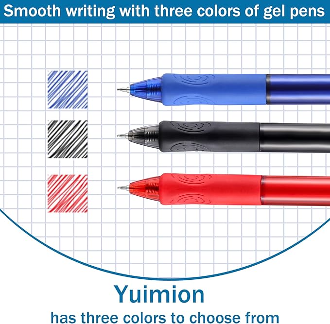 Gel Pens, 8 Pack Retractable Gel Ink Rollerball Pens Fine Point (0.5mm) for Smooth Writing, Black Red Blue Ink, for Women Men Journaling, School and Office Supplies
