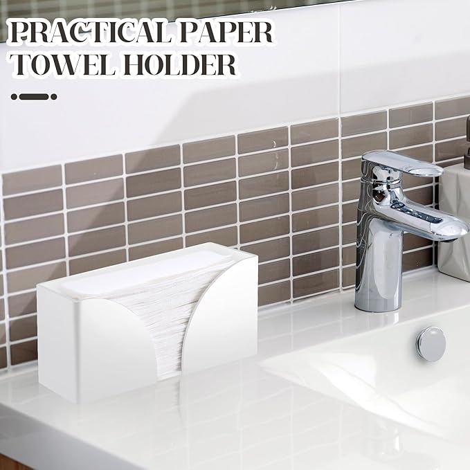 2PCS White Paper Towel Dispenser Countertop, AcrylicPaper Towel Holder for Bathroom Folded Paper Towel Dispenser Clear Trifold Paper Napkin Holder for Z-fold C-fold MultiFold Trifold - Home Kitchen
