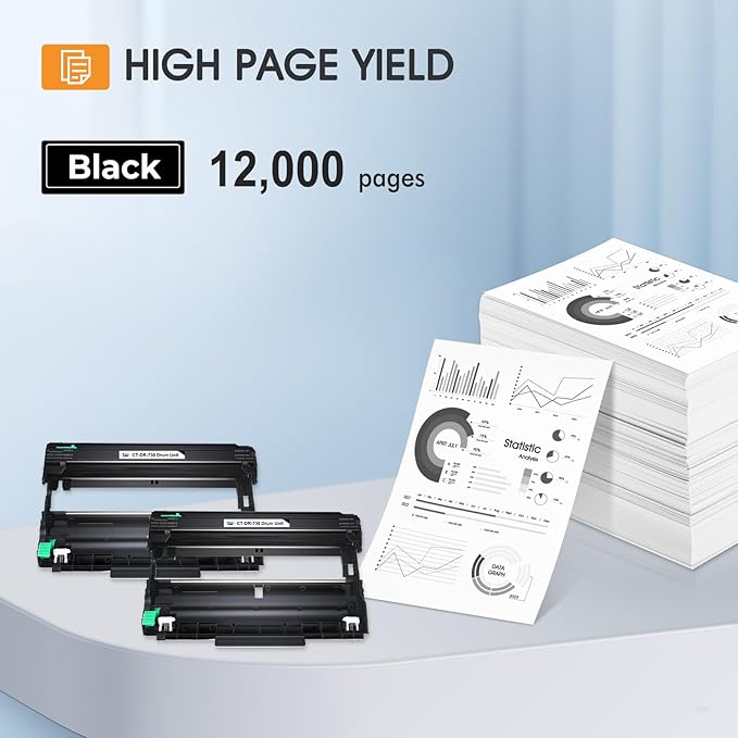 DR730 DR-730 Drum Unit 2-Pack Compatible Replacement for Brother Drum DR730 DR-730 DR 730 for MFC-L2710DW MFC-L2750DW HL-L2395DW HL-L2370DW DCP-L2550DW MFC-L2750DWXL Printer (Black，Not Toner)