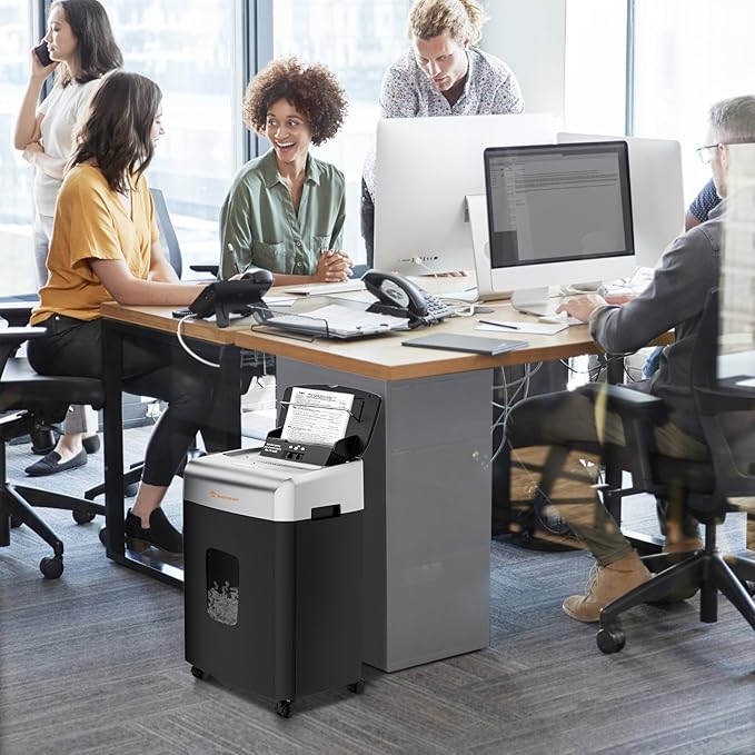 Bonsaii Paper Shredder for Office, 110-Sheet Autofeed Heavy Duty Shredder for Home Office Use, 30 Minutes/Micro Cut/P-4 High Security Level/6 Gallon Large Bin
