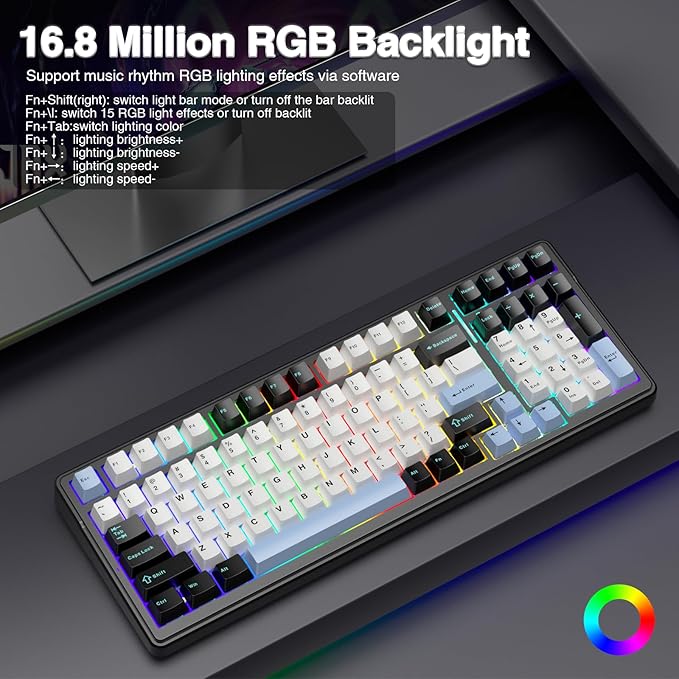 AULA F99 Wireless Mechanical Keyboard,Tri-Mode BT5.0/2.4GHz/USB-C Hot Swappable Custom Keyboard,Pre-lubed Linear Switches,RGB Backlit Gaming Keyboards for PC/Tablet/Xbox/PS4/PS5