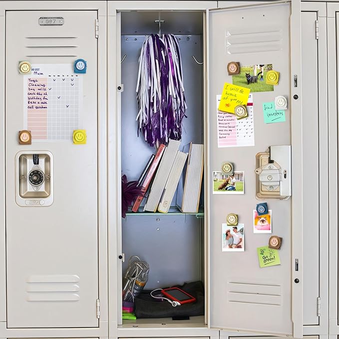 6Pcs Fridge Magnets Refrigerator Magnets, Neon Resin Happy Faces Magnetic Clips for Whiteboard Locker Classroom Magnets Teacher Must Haves School Supplies Accessories