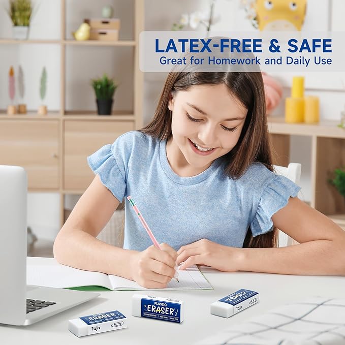 144 Pack White Erasers Bulk, Large Pencil Erasers for School, Classroom, Teacher, Homeschool, and Office Supplies