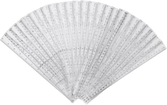 28 Pack Plastic Ruler 12 Inch Transparent Rulers - Metric Bulk for Kids School Office Classroom, Clear