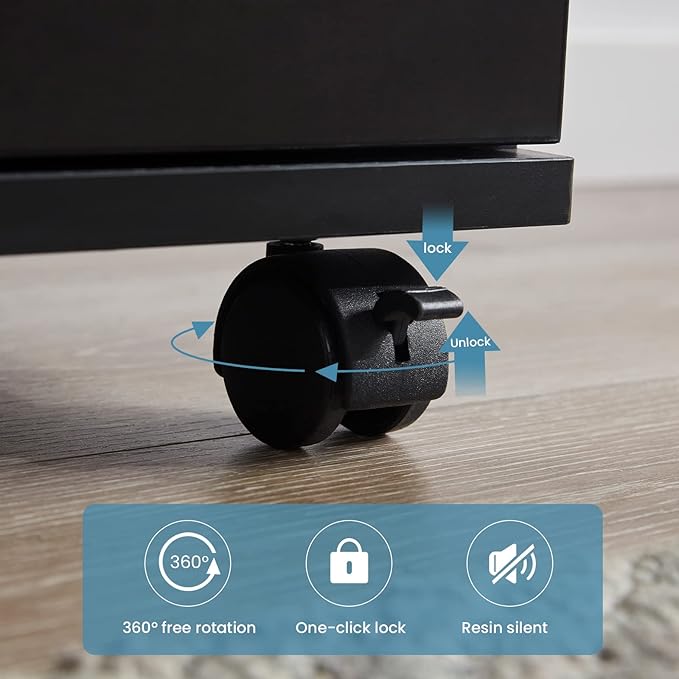 Farini Mobile File Cabinet for Home Office, 3 Drawer Chest Wood, Drawers Unit for Under Desk, Storage Drawers Cabinet Black