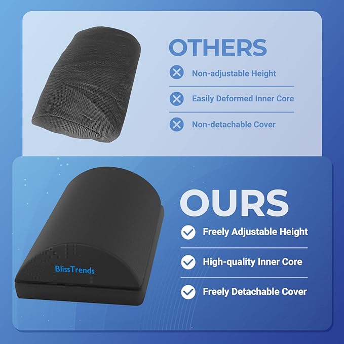 BlissTrends Foot Rest for Under Desk at Work-Versatile Foot Stool with Washable Cover-Comfortable Footrest with 2 Adjustable Heights for Car,Home and Office to Relieve Back,Lumbar,Knee Pain-Gray