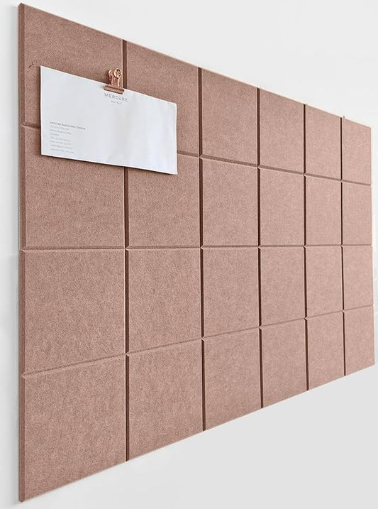 Cork Board 24 x36 Alternative - 6 Pack Felt Wall Tiles with Safe Removable Adhesive Tabs, Cork Boards for Walls Cork Board for Home Office Pin Board Tack Board - Terracotta