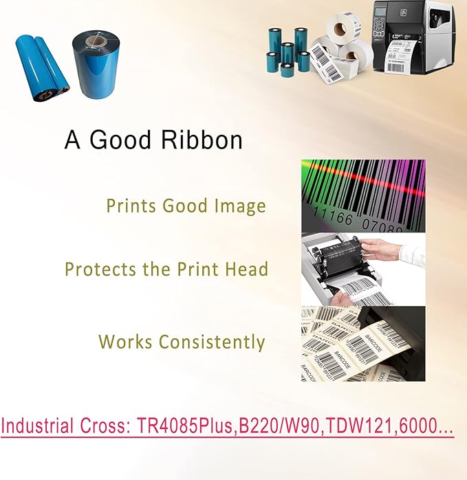 4.33'' x 984' Premium Resin Enhanced Wax Ribbon, 110mm x 300m Black Thermal Transfer Ribbon, Barcode Thermal Label Printer Ribbon, CSO-Ink Outside, 1'' Core for Zebra, TSC, GoDex, Citizen (1 Roll)