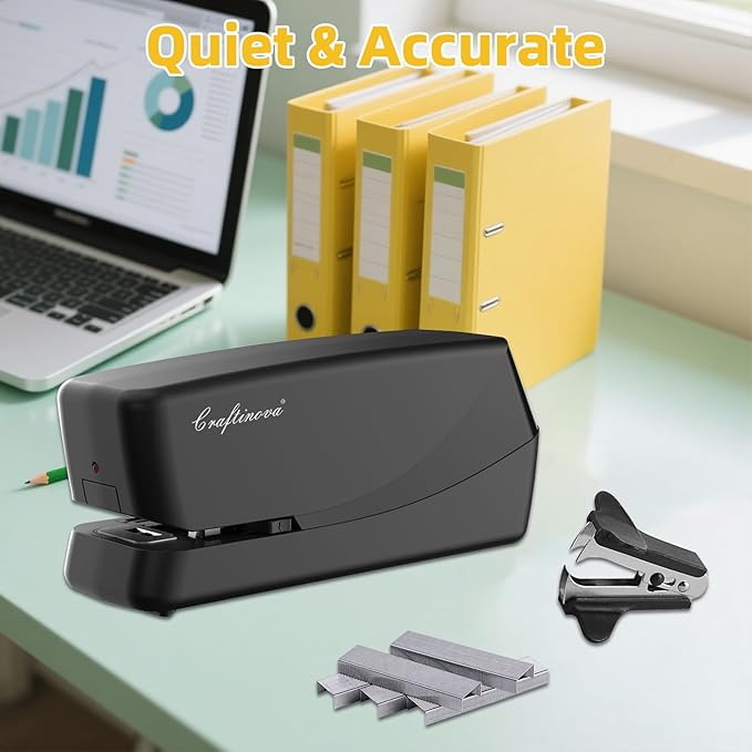 Electric Stapler,Automatic,Inclued 2000 Staples and 1 Staple Remover, Heavy Duty Can Store 210 Staples，AC or Battery Powered Stapler Heavy Duty, 25 Sheet Capacity.