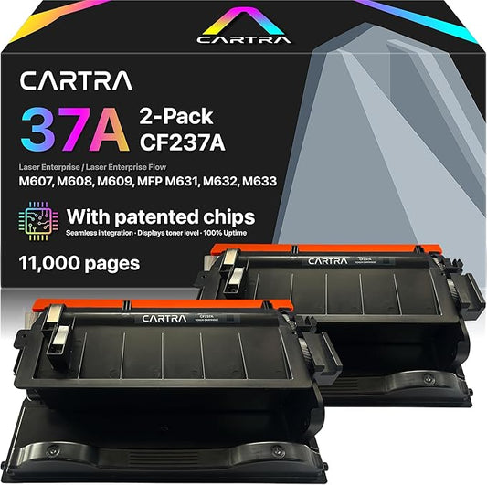 37A Compatible Toner Cartridge Replacement for HP 37A Black Toner Cartridge CF237A M607 M608 Works with Toner Enterprise M607n M607dn M608n M608dn M608x M609 MFP M631 M632 M633 Ink Printer Black 2Pack