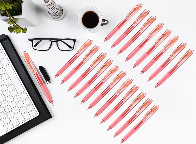 Aozora Red Gel Pens Fine Point Smooth Writing Pen 40 Pack Retractable Red Gel Ink Pen with Soft Grip 0.5mm Quick Dry Office School Supplies(20 Pens with 20 Refills)