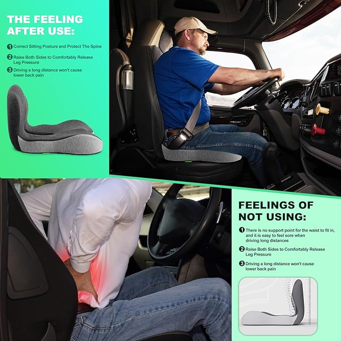 Buttocks Cushion for Office Chair Memory Foam Seat Pad for Butt Support Tailbone Relief Ergonomic Chair Cushion for Home Car Travel or Work (Navy Blue)