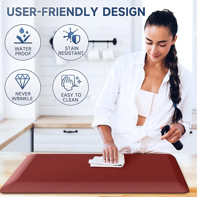 4/5 Inch Thick Kitchen Mats for Floor, StepRite Kitchen Rug for Standing Desk, Non-Slip, Thicker, Stain Resistant, Waterproof, Comfort Anti Fatigue Floor Mat for Home, Kitchen, Office - Red,32 * 20''