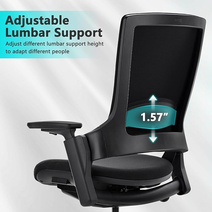 CLATINA Office Chair Swivel Executive Chair, Adjustable Ergonomic Computer Chair with 3D Armrest and Lumbar Support, Fabric Backrest Task Chair for Home Office Conference Room